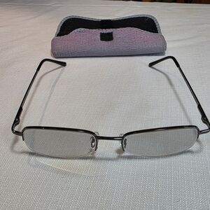 Slim Metal Frame Reading Glasses with Fabric Case +1.50 EUC